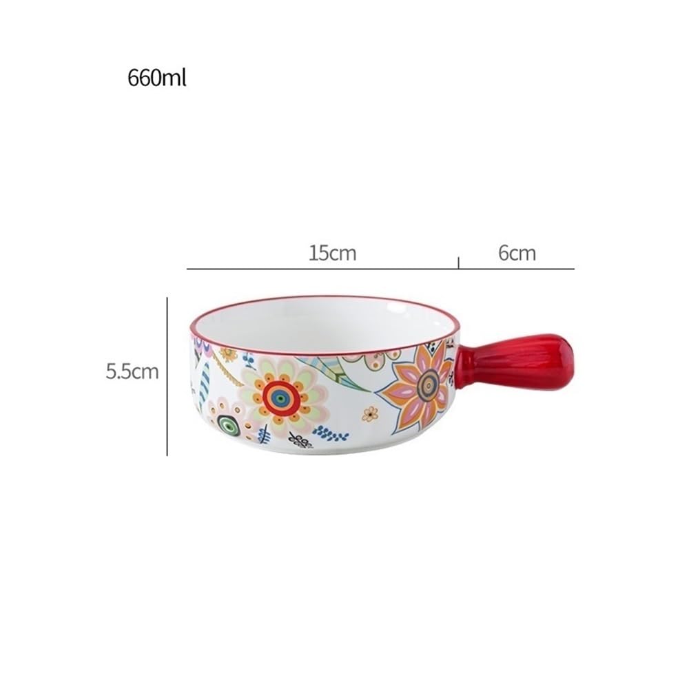 Naczynia do pieczenia 660 ml Nordic Countryside Kreatywna ceramiczna miska z jednym uchwytem do pieczenia ryżu w piekarniku