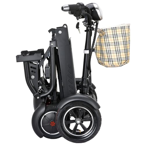 Image of Long Range Double Batteries Senior Scooter Rides Up to 25 Miles, Folding 4-Wheel Electric Travel Scooter Allowed on Airplanes, Large Seat with Flip Back Armrests for Easy Transfer - Matte Black