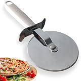 Cortador de pizza profesional Pizza cutter con rueda de acero inoxidable y mango de fibra de trigo y bambú compacto. 100% BIO. Cortador pizza grande, rueda 9,6CM. Apto para lavavajillas.