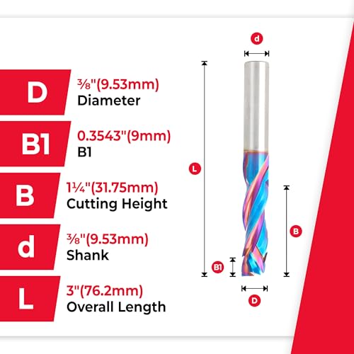 Image of Amana Tool Spektra Extreme Tool Life Solid Carbide CNC Compression Spiral Router Bit, 46031-K, 8 D x 1-1 /4 CH x 3 /8 SHK x 3 Inch Long 3 Flute