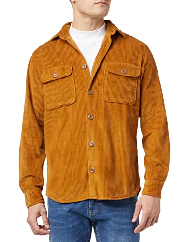 JACK & JONES Herren JJDARREN Cord Overshirt LS Shirt, Rubber, M