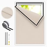 Edonkvi Occultant Fenetre,Rideau Occultant sans Percage,Lin Tissu Anti Chaleur Store Occultant,Découpable Store Enrouleur Thermique au Metre pour Voyage Chambre Bureau Toit Soleil Fenetre Maison