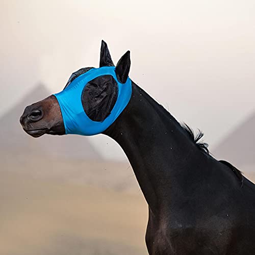 Swide 1 stuks paardenvliegenmasker met oren, bescherming tegen de zon, uv-bescherming, paardenmasker, glad elastisch, vliegenmasker voor paarden, gezicht en ogen geweldig - Afbeelding 4