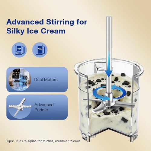 Image of H-Duka 10-in-1 Ice Cream Maker Machine, 800W Frozen Treat Maker for Silky Gelato, Sorbet&Slushies, One-Touch Mix-In & Re-Spin for Creamy Texture, Keto & Vegan, Includes 3 Pints & Recipe Guide, Black