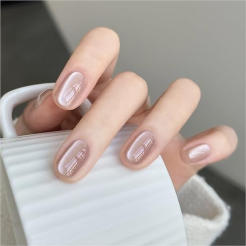 GAOY Glassy Cat Eye Gel Nail Polish, 16ml Glitter Holographic Nail Polish with Magnet, Reflective Translucent UV Gel, 2063 Mist Pink