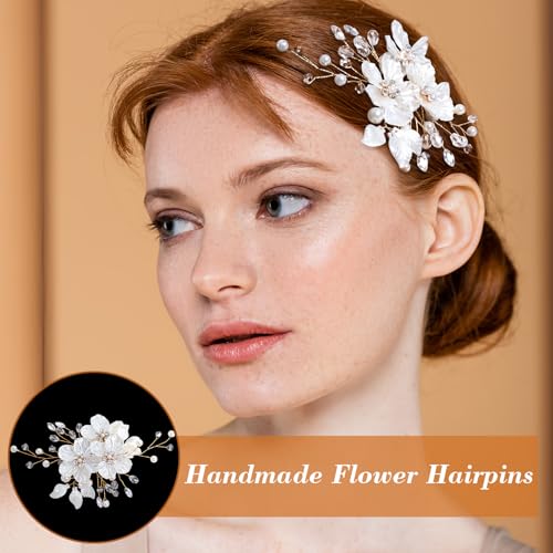 Pinza para pelo con flores y perlas artificiales miniatura 4