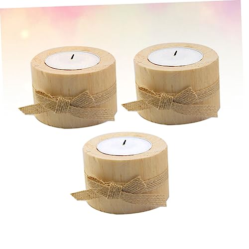 Cabilock 3pcs Crafts Ornament Candle Decoration Candle Holder Pine Candlestick Succulent Pot Wooden Candlestick