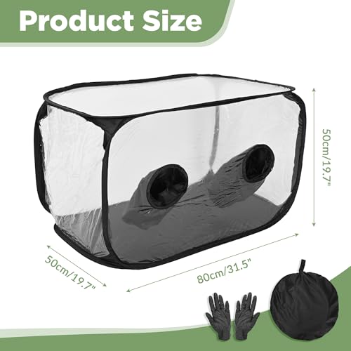 ohbien Mushroom Growing Still Air Box 32x20x20in, Pop Up Portable Mushroom Grow Tent Kit with Mushroom Grow Bags and 5 Pairs Gloves for Home Scientist Mushroom Growers - Image 2