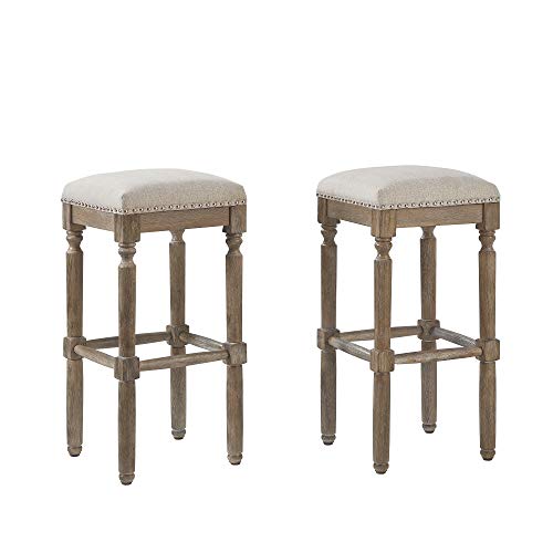 Ball& Cast Counter Height Barstool Upholstered Counter Stool Taupe 2-Pack 30"H