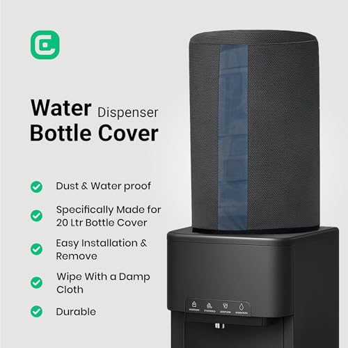 Non-Woven Water Dispenser For 20 Ltr / Litre Bottle Jar Cover With Transparent Strap - Black (DC-TS-BLK)