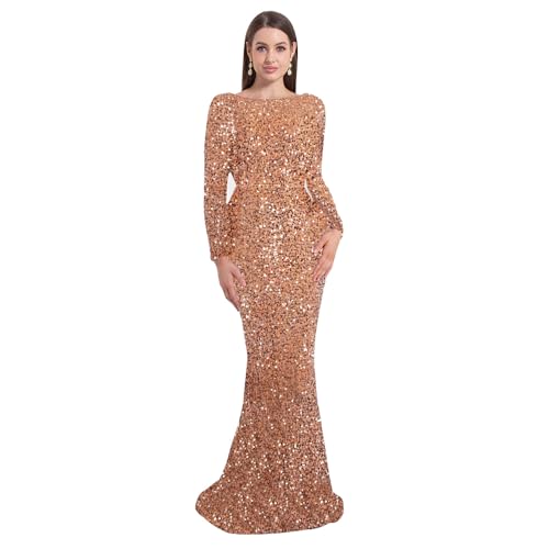 Image of Velvet Sequin Formal Evening Party Dress Sweatheart Bodycon Long Sleeve Maxi Gown