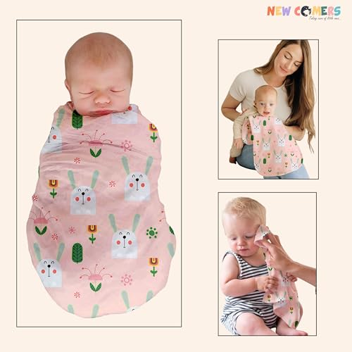 Image of NEW COMERS Baby Muslin Cloth Set | 6 Pcs Double Layered Pure Cotton Swaddle Wrap | Soft & Absorbent Baby Burp Cloth & Reusable Washcloth Towels, White (SBW 03)