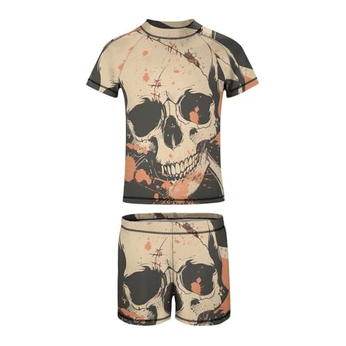 Skulls Crossbones Pirate FlagChildren's Casual Swimsuit Set - Simple and Versatile9-11Y（140cm）2