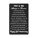 20 Year Anniversary Card Gifts - 20th Anniversary Card, Happy 20th Anniversary Engraved Wallet Card