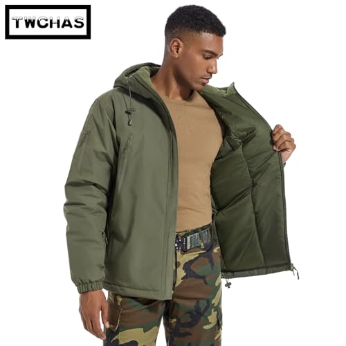 Image of Men's Waterproof Softshell Jacket Insulated Windbreaker Tactical Jacket Coat with Hood