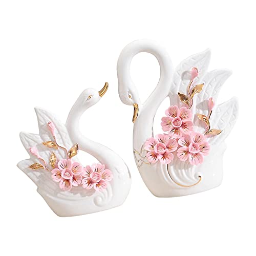 Estatuas de cisnes pareja para centro de mesa set 2 miniatura 6