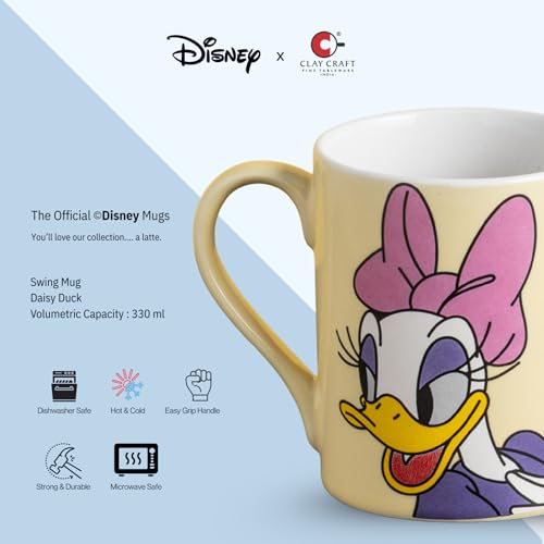 Image of Clay Craft - Official Disney Mugs : Daisy Duck Print, Fine Ceramic Coffee Mug, 360 Ml |Cartoon Character Gift Mug for Kids & Adults | Microwave & Dishwasher Safe