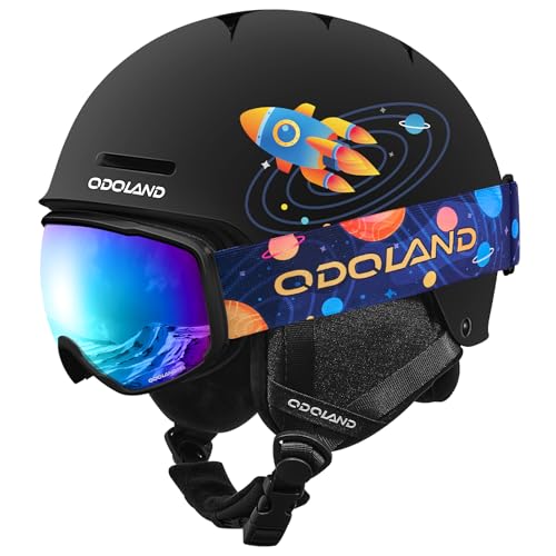 Odoland Casque de Ski Enfant avec Lunettes