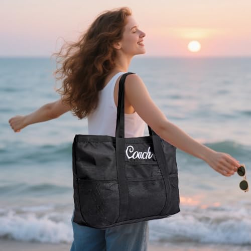 Bolsa de playa personalizada con bordado y malla plegable miniatura 2