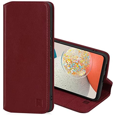 32nd Classic Series 2.0 - Real Leather Book Wallet Flip Case Cover For Samsung Galaxy A53 5G (2022), Real Leather Design With Card Slot, Magnetic Closure and Built In Stand - Burgundy Cover