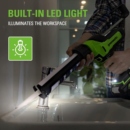 Greenworks 24V Cordless 10 Oz. Caulk & Adhesive Gun 6-Speed Anti-Dripping With 2Ah Usb Battery And 2A Charger thumb #7