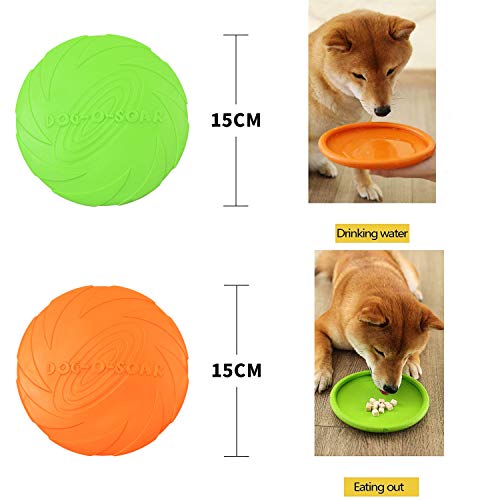 WELLXUNK Hunde Frisbees,Hund Scheibe, 2 Stück hundespielzeug Frisbee,Gummi Frisbee,für Land und Wasser,Hundetraining, Werfen, Fangen & Spielen(Grün + Orange)