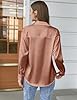 Chigant Women's Button Down Shirts Satin Silk Long... #4