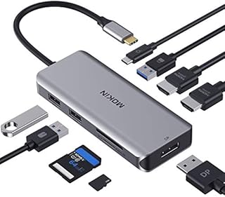 Docking Station, USB C Adapter Dual HDMI, 9 in 1 Triple Display Multiport Adapter Dongle with 2 HDMI 4K, DisplayPort, 3 USB, 100W PD, SD/TF Card Reader for MacBook Pro Air Type C Laptops