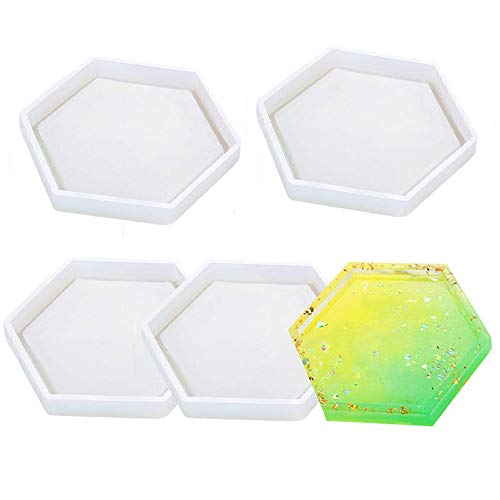 Oewnvmd 4 Pack Hexagon Silicone Coaster Silicone Resin Mold, Clear Epoxy For Casting With Resin, Concrete, Cement And Polymer Clay - Image 3