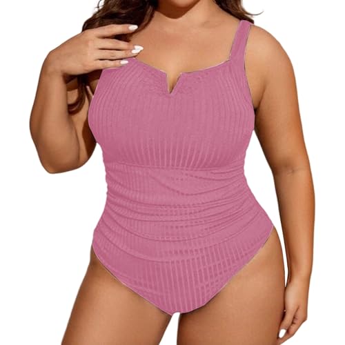 Traje de baño de Tallas Grandes, Bikini de Dos Piezas con Control de Cintura Alta y Tirantes Ajustables. (XXXXL)