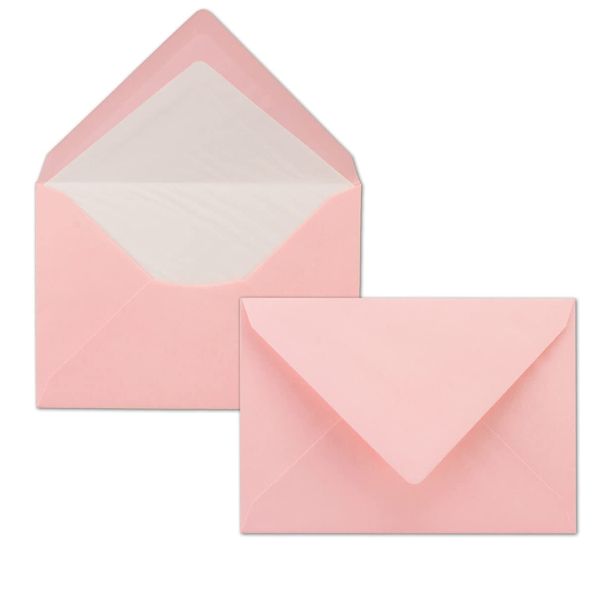 Set di 1000 fogli di carta da lettere formato DIN A4, con buste foderate in C6, incollaggio a umido, colore rosa, carta da lettere opaca con fodera in seta bianca