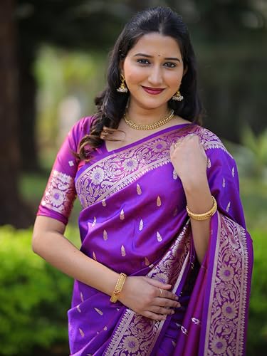 Image of SGF11 Women's Kanjivaram Pure Soft Silk Saree For Women Pure Golden Zari With Blouse Piece