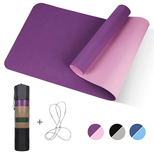 Yoga Mat 1/3 Inch, Future Way Thin Yoga Mats for Men and Women, Non Slip 6mm Yoga Mat with Carrying Strap, Working Out Mat Eco Friendly for Yoga, Pilates & Floor Exercises, 72