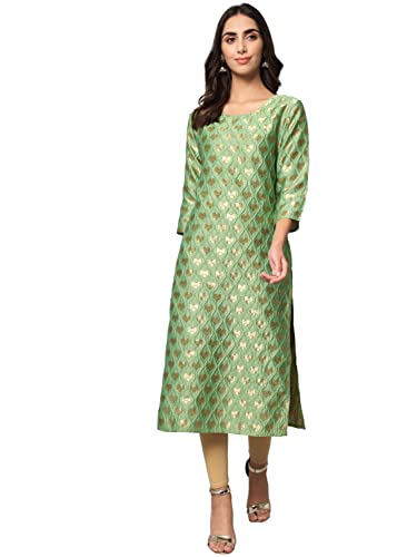 Kurta droit haut de gamme en coton et soie douce imprimé ethnique