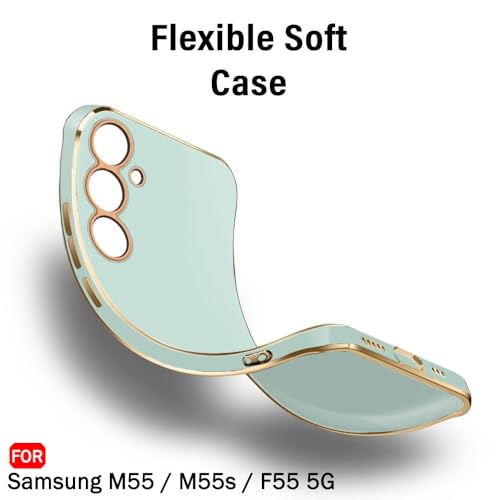 Image of TheGiftKart Luxurious Golden-Plated Back Cover Case for Samsung Galaxy M55 / M55s / F55 5G | Raised Lips for Camera & Screen Protection | Stylish Back Case for Samsung M55 / M55s / F55 5G (TPU, Green)