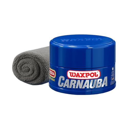 Image of Waxpol Carnauba Hard Wax Premium Car Polish (250 g) with free Microfiber