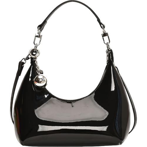 Greabuy Bolsos de hombro para mujer, bolso de luna, bolso de hombro simple para axilas, bolso cruzado femenino estético para axilas, bolso de mano de piel sintética para compras diarias, bolso de mano