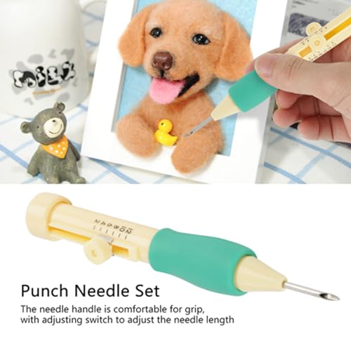 Image of Russian DIY Embroidery Needle Punch Kit, Yellow and Green Straight Pins Set, 3 Sizes Poke and Poke Music Pins for Sewing, Crafts