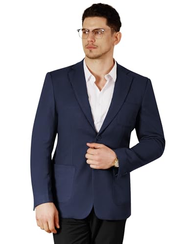 WEEN CHARM Men's Casual Knit Blazer Slim Fit Lightweight Sport Coat Two Button Suit Jackets2