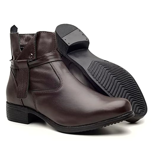 Bota feminina cano curto botinha de couro legitimo (café, br_footwear_size_system, adult, numeric, numeric_33)