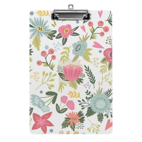 Presse-papiers fleur bleue rose avec pince A4 porte-formulaires rigide bureau