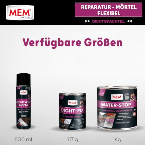 MEM Reparatur-Mörtel Flexibel Grau/Weiß – 1 kg – Dichtspachtel – Ansicht 6