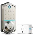 Veise VE017 Wi-Fi Fingerprint Smart Door Lock, App Control, 7-in-1 Keyless Entry, Auto Lock, Emergency Power Port, Electronic Touchscreen Keypad, Biometric Smart Locks for Front Door, Satin Nickel