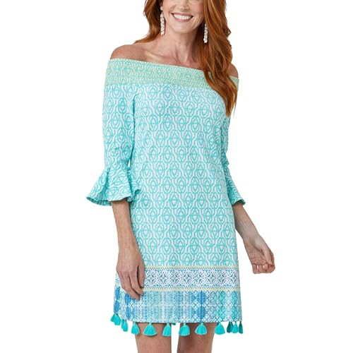 Cabana Life Off-The-Shoulder Women’s Sundress, UPF 50+, Sun Protective Cover-Up, Nylon/Spandex