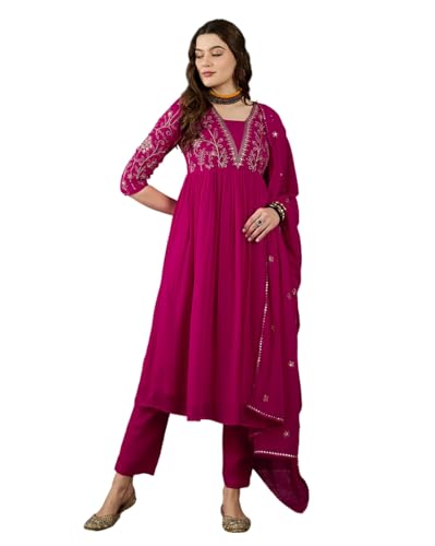 Image of SheWill Kurta Set for Women - Maroon Velvet Zari Sequence Cording Embroidered Kurta with Pant and Cutwork Organza Dupatta