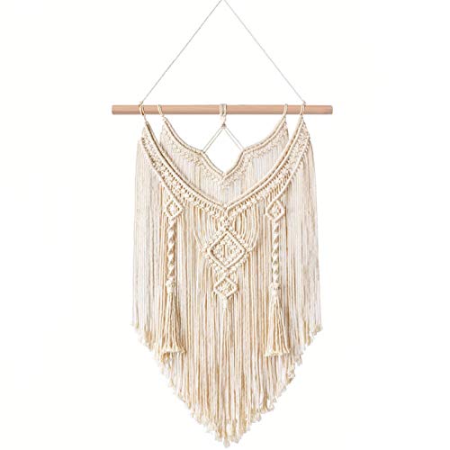 Sixyotie Macramé Tenture Murale,Decoration Maison Macrame Mural Tapisserie Murales Tapis Mural Tisses Main Interieur Exterieur Decoration Boheme Mariage Salon Chambre (White-vlong) Cover