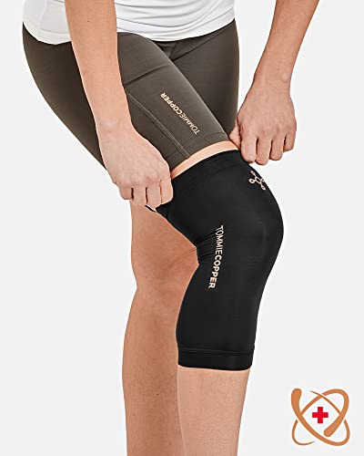 Tommie Copper Core Compression Infrared Knee Sleeve, Unisex, Men & Women, 4D Stretch Infrared Infused, Self-Warming Sleeve For Muscle Support & Stability - Black - Large #TOP2