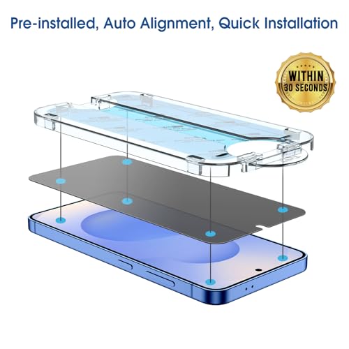 Image of amFilm OneTouch for Samsung Galaxy S25 6.2'' Privacy Screen Protector | Auto-Alignment, 30s Install, Bubble Free,Scratch & Drop Protection, Privacy Protection, Lens Protector, 2+2 Pack (S25-6.2'')