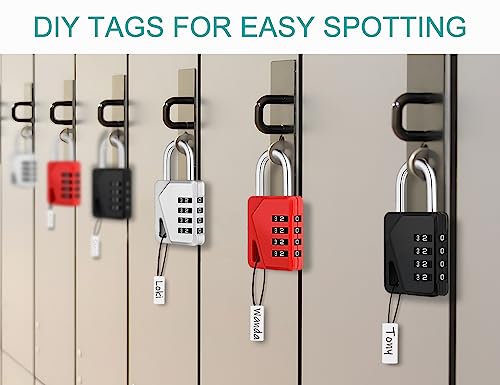 Image of ZHEGE Locker Locks with Code for School, Gym, Work (Black, 2 Pack) | Small Padlocks Combination with DIY Name Badges, Easy to Read & Big White Number