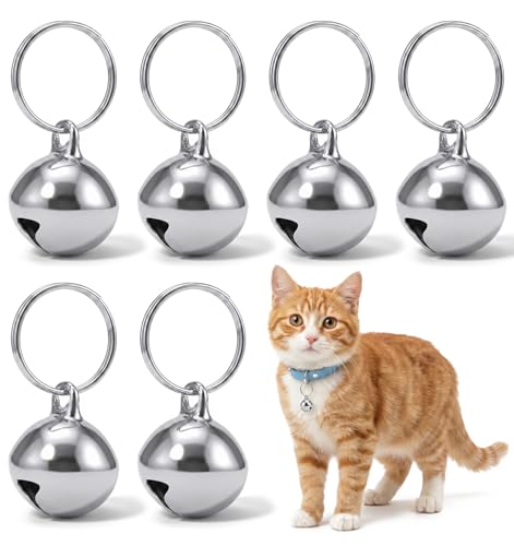 ValueBargain 6 Pack Dog Collar Bell, 1/2-Inch Silver Anti-Lost Training Bells, Pet Bell Collar Charm Accessories for Small Dog&Cat DIY Crafts for Pets Daily Use